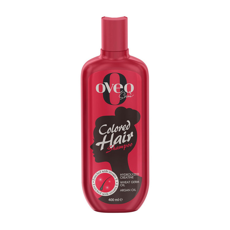شامپو موی سر اُوِک شاین (Oveq Shine) مخصوص موهای رنگ شده حاوی روغن جوانه گندم و روغن آرگان حجم ۴۰۰ میلیلیتر