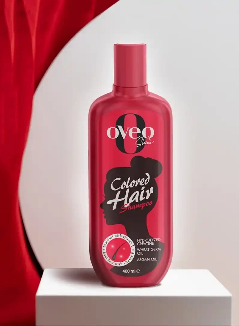 ​شامپو موی سر اُوِک شاین (Oveq Shine) مخصوص موهای رنگ شده حاوی روغن جوانه گندم و روغن آرگان حجم ۴۰۰ میلی‌لیتر