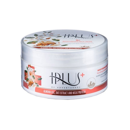 کرم شیر آبرسان و مرطوبکننده دست و صورت آی پلاس (IPLUS) حاوی روغن بادام و عصاره جو دوسر مخصوص انواع پوست وزن ۲۰۰ گرم