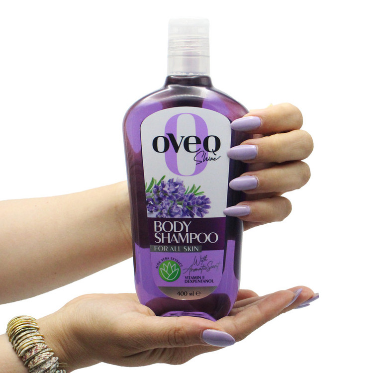 شامپو بدن اُوِک شاین (Oveq Shine) مناسب انواع پوست حاوی عصاره آلوئهورا و ویتامین E (رایحه اسطوخودوس) حجم ۴۰۰ میلیلیتر
