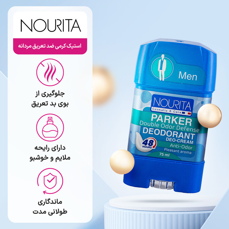 دئودورانت و استیک کرمی خوشبوکننده بدن نوریتا (Nourita) مدل Parker مخصوص آقایان با ماندگاری ۴۸ ساعته حجم ۷۵ میلیلیتر