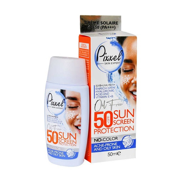 کرم ضد آفتاب بیرنگ پیکسل (Pixxel) مدل Acne-Prone and Oily Skin با SPF 50 (مخصوص پوستهای چرب، جوشدار و مختلط) حجم ۵۰ میلیلیتر