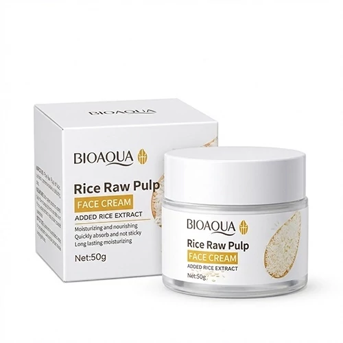 ​کرم صورت عصاره برنج خام بیوآکوا (BIOAQUA Rice Raw Pulp Face Cream) وزن ۵۰ گرم