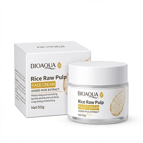 کرم صورت عصاره برنج خام بیوآکوا (BIOAQUA Rice Raw Pulp Face Cream) وزن ۵۰ گرم