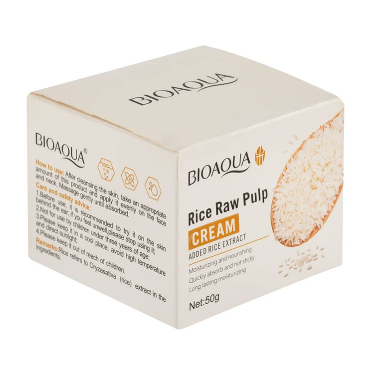 کرم صورت عصاره برنج خام بیوآکوا (BIOAQUA Rice Raw Pulp Face Cream) وزن ۵۰ گرم