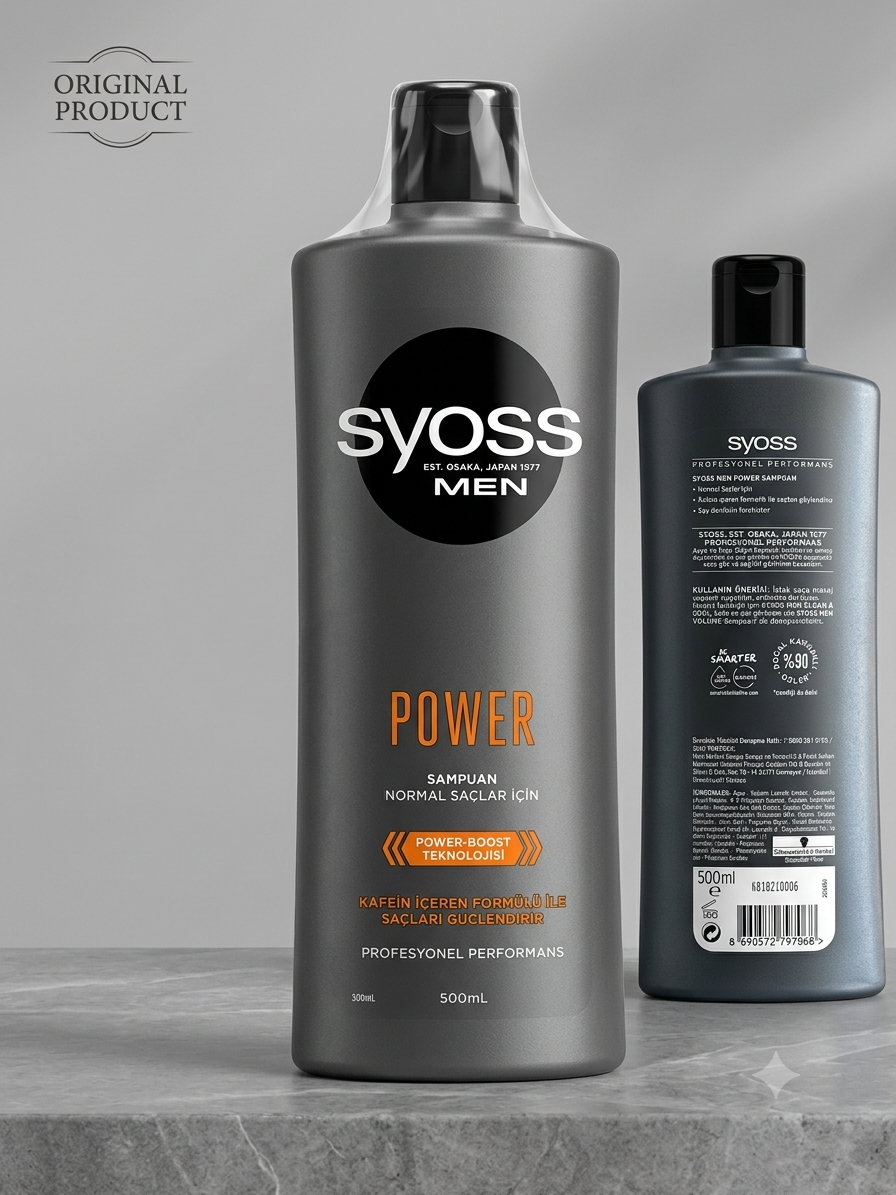 شامپو تقویت‌کننده مو مردانه سایوس (Syoss) مدل Power حجم 500 میلی‌لیتر